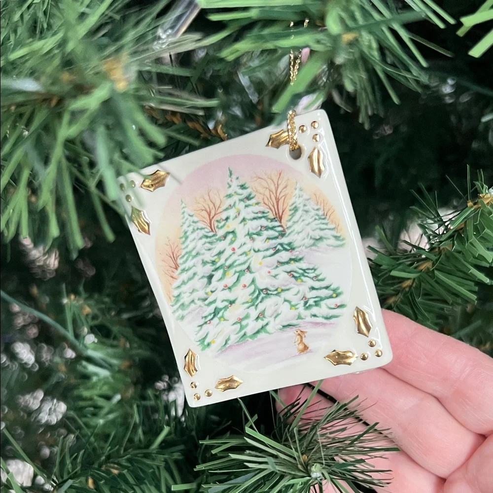 Lenox Christmas Card Ornament - 1st ornament in the Whispering Trees Series - Picture 2 of 6